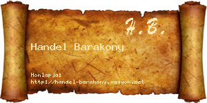 Handel Barakony névjegykártya